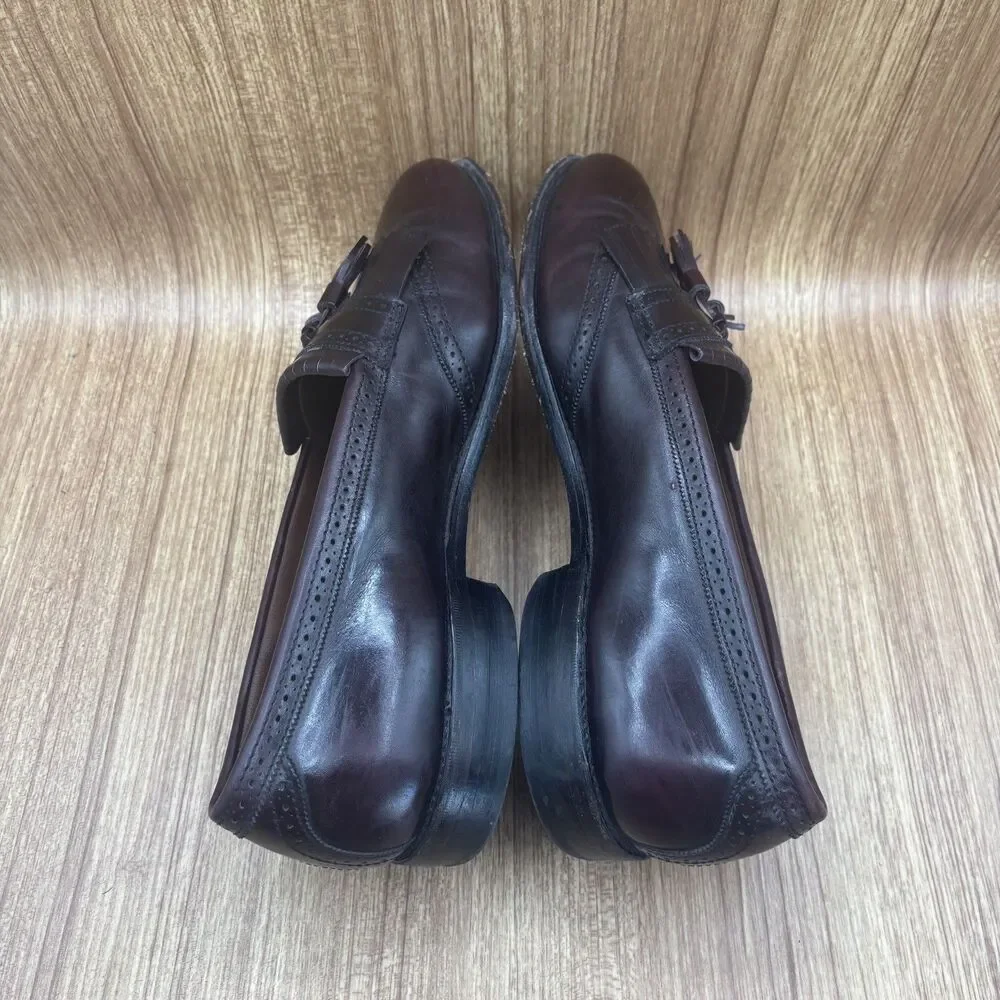 Allen Edmonds Bridgeton Loafers Mens Shoes 10.D Burgundy Brogue Kiltie‎ Tassel